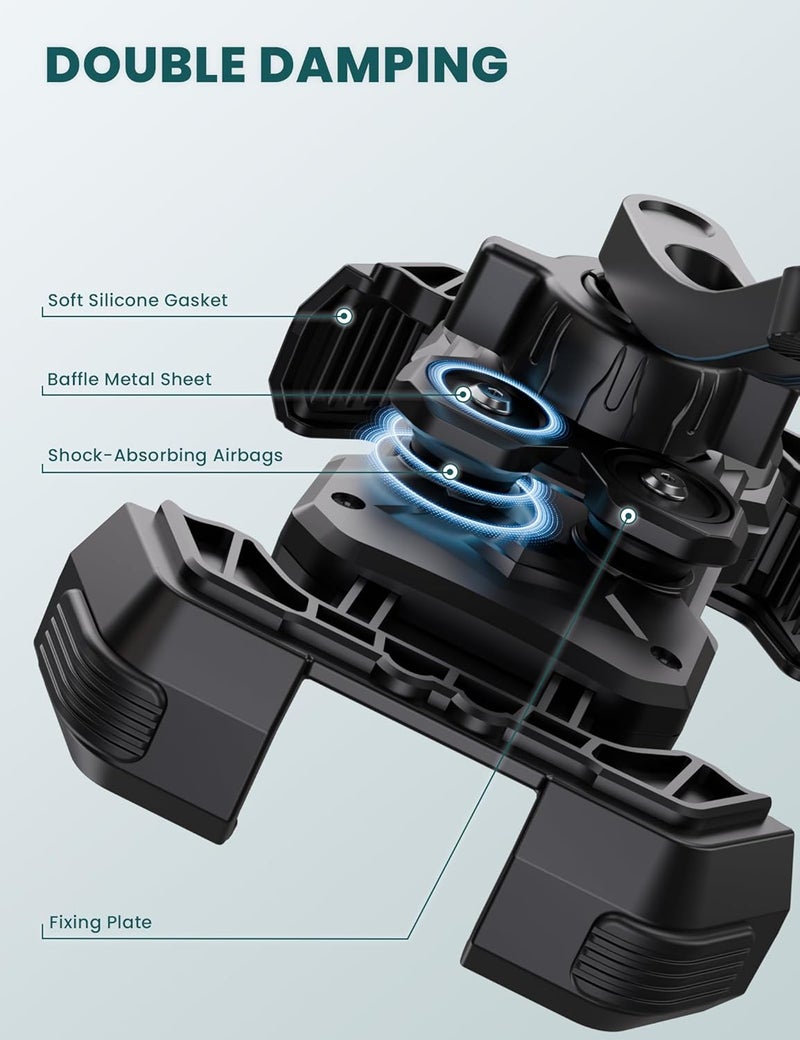 Grefay Motorcycle Phone Mount Holder 2025 [Dual Vibration Dampener] - Phone Holder for Motorcycle Rearview Mirror with 360° Rotation for iPhone 16/15/ 14/13 Pro Max, 4.5-7.2 Inch Smartphone - Image 3